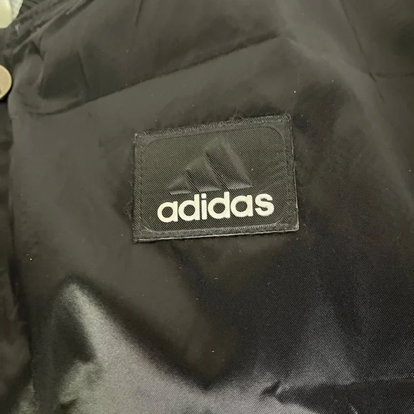 NWT New With Tags Vintage 90s Adidas Black & White Satin Bomber Jacket Mens 2XL - Picture 2 of 16